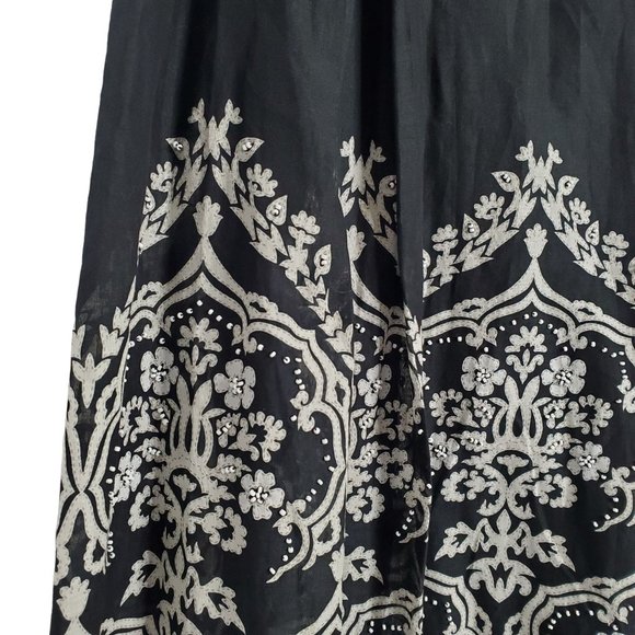 Loft NWT Size 12 Skirt Cotton Pleated A-line Beaded Pom Pom Hem Lined Midi Black - Picture 4 of 13